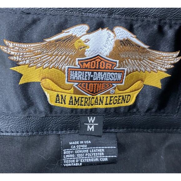 Harley Davidson Black Leather Jacket Womens Size M Biker Bomber Moto Classic USA - Picture 2 of 15